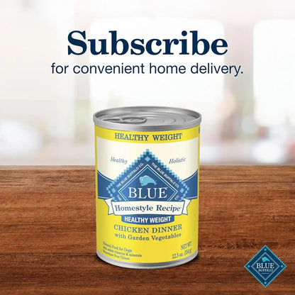 Blue Buffalo Homestyle Recipe Healthy Weight Chicken Dinner with Garden Vegetables Paté Natural Wet Dog Food, Made with Natural Ingredients, Vitamins & Minerals, 12.5-Oz. Can (12 Count)13