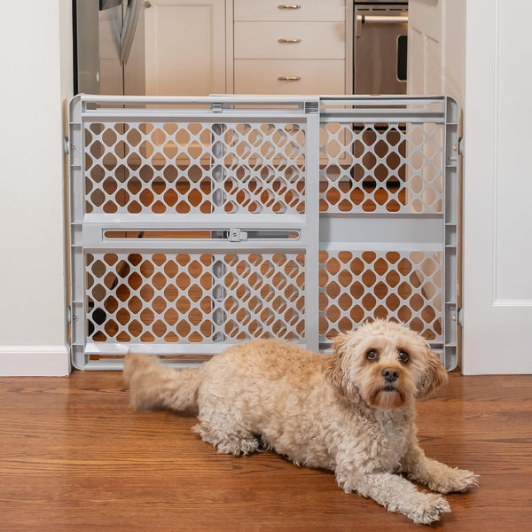MYPET Universal Pet Gate: 26” - 42” Wide Dog Gate for Doorways with Pressure Fit or Swinging Door Hardware Mounting Types Included: 26" Tall; Gray8