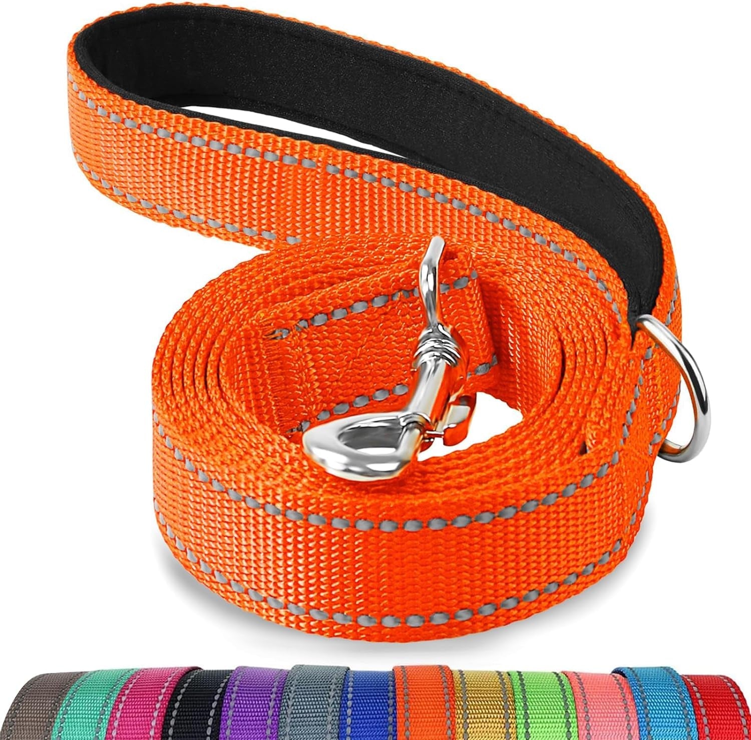 joytale-reflective-dog-leash-for-medium-large-dogs-6-ft-x-1-black-heavy-duty-nylon-webbing-padded-handle-for-comfort-visible-at-night-for-walking-training