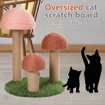 Powerking Cat Scratching Post, Mushroom Claw Scratching Post for Cat, Natural Sisal Cat Scratchers with 3 Mushroom Pole, Cat Interactive Toys5