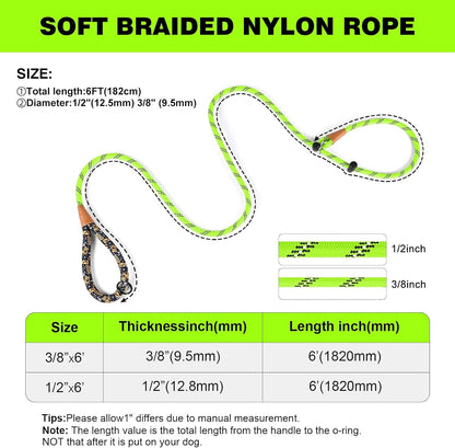Lynxking Slip Lead Dog Leash Reflective, Heavy Duty Comfortable Strong Rope for Large Medium Small Dogs No Pull Pet Training (Light Green, Large 1/2In X 6Ft-Slip Lead)3