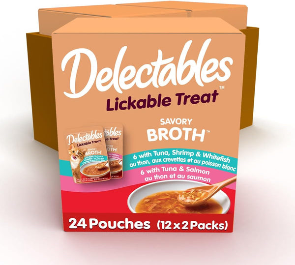Delectables Savory Broths Lickable Wet Cat Treat Variety Pack, 12Count(Pack of 1)15