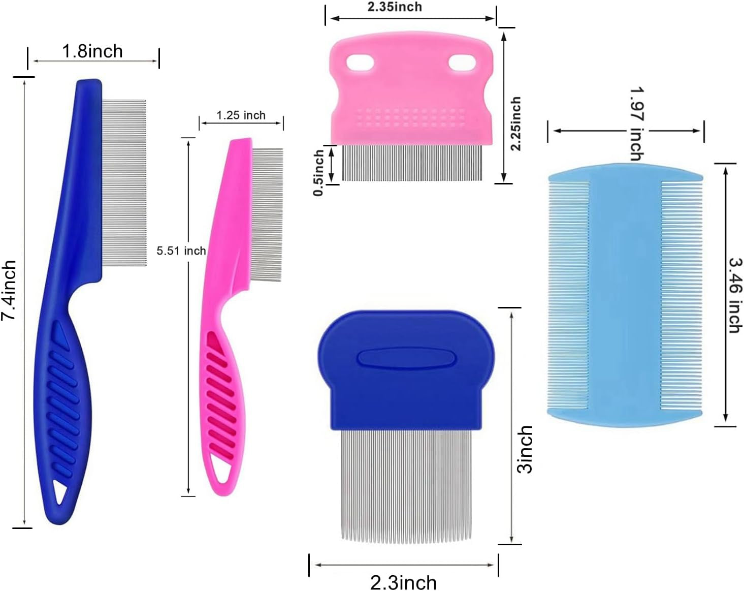 5-pack-flea-lice-comb-stainless-steel-dog-cat-grooming-combs-with-rounded-teeth-double-sided-professional-pet-tear-stain-remover-dematting-tool-for-small-ideal-for-all-pet