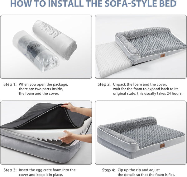 BFPETHOME Orthopedic Dog Beds for Large Dogs-Waterproof Sofa Dog Bed with Removable Washable Cover, Big Pet Bed with Waterproof Lining and Nonskid Bottom,Pet Bed for Large Dogs4