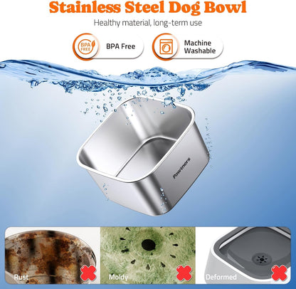 Pawtners Stainless Steel Dog Water Bowl No Spill, 152Oz/4.5L, Grey | Slow Water Bowl for Dog with Filter, Non-Slip Base, No Splash Water Bowl for Medium Large Messy Drinkers6