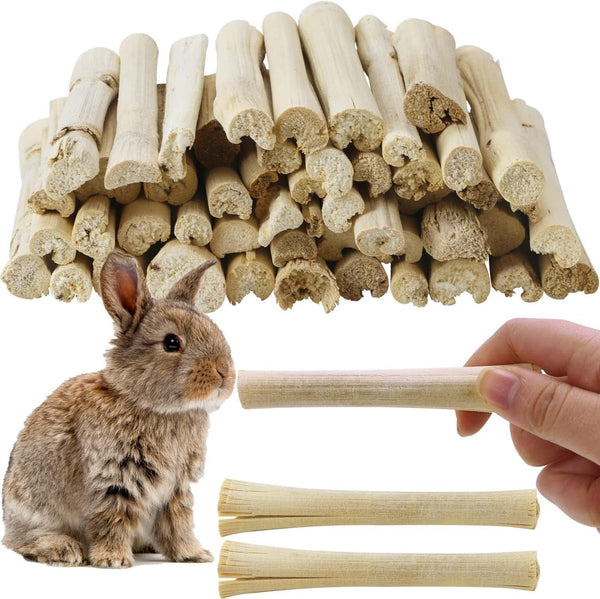 2Lb Sweet Bamboo Chew Sticks for Rabbits & Guinea Pigs - Natural Molar Teething Treats, 60-75 Sticks, Dental Grinding Toys for Hamsters, Chinchillas, Rats & Small Animals1