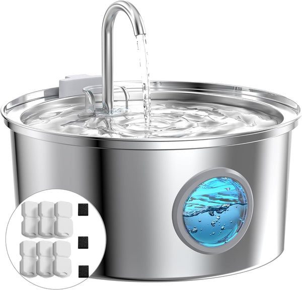 Cat Water Fountain Stainless Steel: 74Oz/2.2L Cat Fountain for Drinking - Pet Water Fountain for Cats inside - Quiet Cats Water Bowl Dispenser - Kitty Drinking Fountains - for Pets& Small Animals11