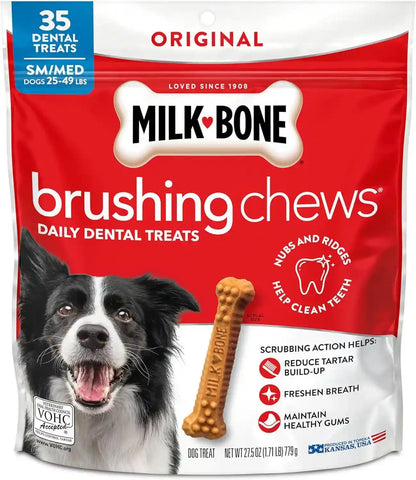 Milk-Bone Brushing Chews Large Daily Dental Dog Treats, 33.7 Oz Bag | 25 Treats, Chicken Flavored, VOHC Accepted Dental Chews, Helps Clean Teeth and Freshen Breath, for Large Dogs 50 Lbs and Up17
