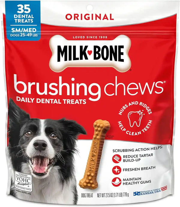 Milk-Bone Brushing Chews Large Daily Dental Dog Treats, 33.7 Oz Bag | 25 Treats, Chicken Flavored, VOHC Accepted Dental Chews, Helps Clean Teeth and Freshen Breath, for Large Dogs 50 Lbs and Up17