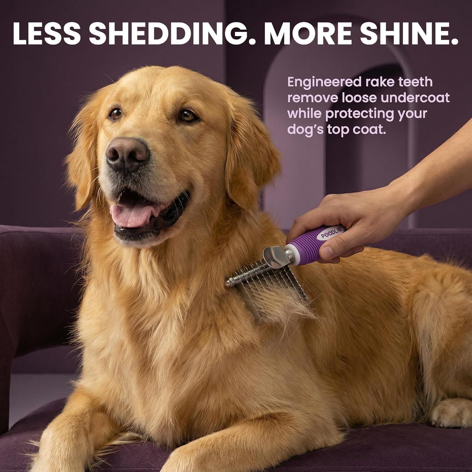 poodle-dematting-fur-rake-comb-brush-for-dogs-and-cats-long-2-5-steel-safety-blades-metal-comb-for-detangling-matted-or-knotted-undercoat-hair