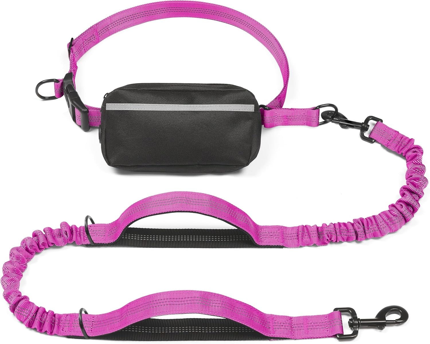 iyoshop-hands-free-dog-leash-with-zipper-pouch-dual-padded-handles-and-durable-bungee-for-walking-jogging-and-running-your-dog-large-25-120-lbs-black