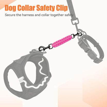 Dog Collar Safety Clip, Collar Companion, Handmade Backup Safety Strap, Double-Ended Clip Leash Connector, Suitable for Dog Harnesses, Prong, Pinch Collars (Pink, 1 Pack)4