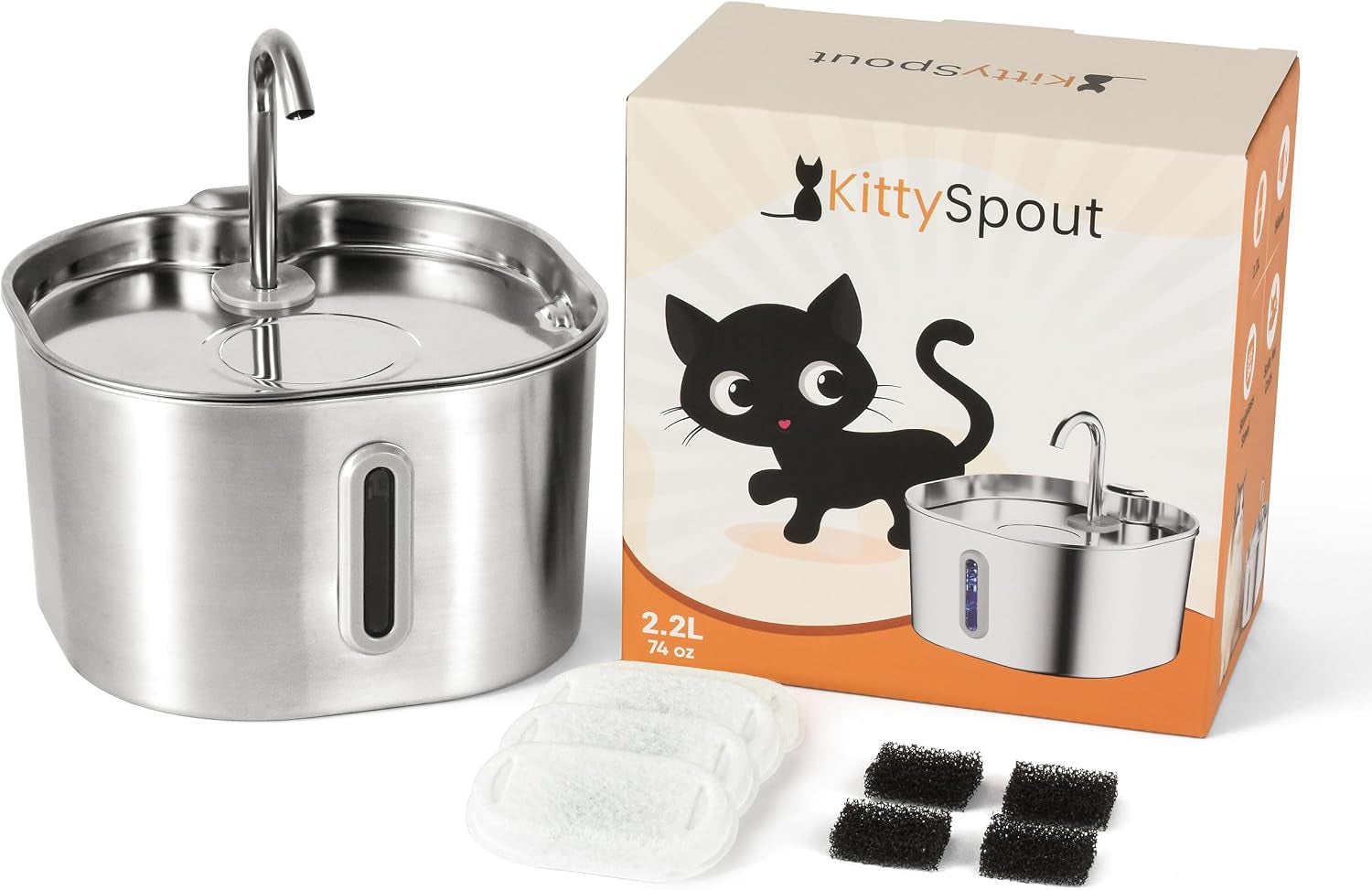 kittyspout-stainless-steel-cat-water-fountain-automatic-drinking-fountain-quiet-circulating-water-bowl-dishwasher-safe-indoor-pet-fountain-for-hydrated-healthy-cats-stainless-steel-4l-corded