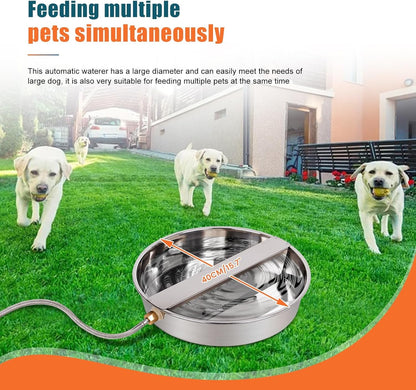 Automatic Dog Water Bowl Dispenser Large Breed Outdoor Stainless Steel Pet Waterer with Float Valve Auto Fill Dog Waterer for Large Dogs Cats Chicken Livestock6