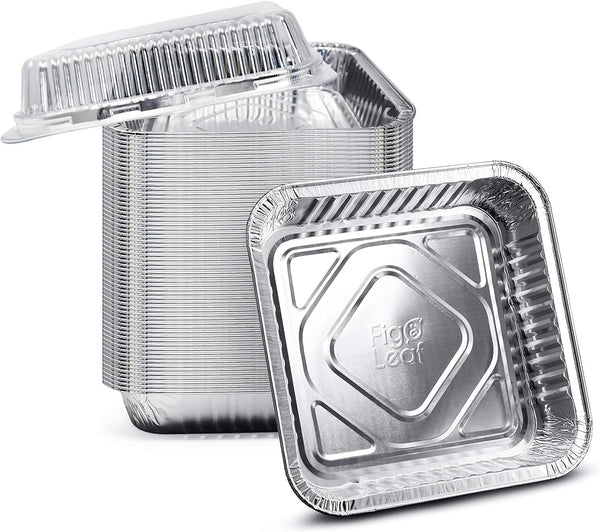 (35 Pack) 8” X 8” Square Baking Cake Pans with Plastic Dome Lids | Heavy Duty L Disposable Aluminum Foil Tins L Portable Food Containers L Perfect for Roasting Oven Toaster Cooking1