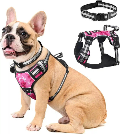 Dog Harness No Pull, Pet Harnesses with Dog Collar, Adjustable Reflective Oxford Outdoor Vest, Front/Back Leash Clips for Small, Medium, Large, Extra Large Dogs, Easy Control Handle for Walking13