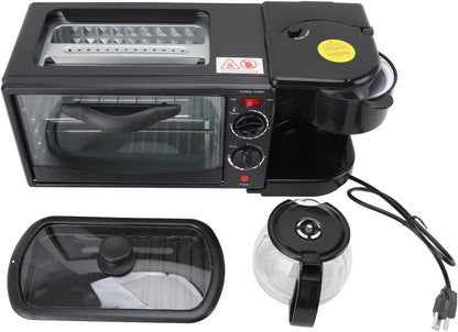 Breakfast Station, 3 in 1 Toaster Oven ＆ Coffee Maker, Large Capacity Versatile Breakfast Maker with 100°C-230°C Adjustable Temperature and 60Min Timer, for Apartments Kitchen9
