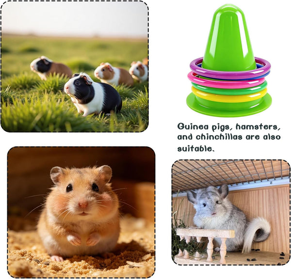 Rabbit Training Ring Toy, Puzzle Toy for Bunnies, Stacking Cups for Rabbits with 5 Rings Random Color for Small Animals Playing Indoor Outdoor6