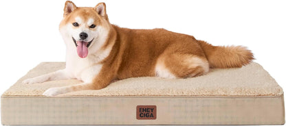 EHEYCIGA Orthopedic Dog Bed Large with Removable Washable Cover,Grey,41X27 | Egg Crate Foam Support,Durable Oxford Fabric,Non-Slip Bottom,Machine Washable,Soft Waterproof Plush Pet Bed Mat for Crate27
