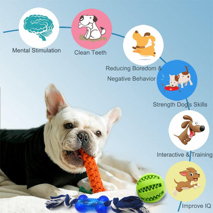 Beiker Dog Teething Chew Toys - 15 Pack Small Medium Breed Puppy Toy, Variety Dogs Rope Chew Toys Bundle for Boredom, Pet Interactive Squeaky Treat Dispensing Ball for Puppies | Variety Rope Chew Toys Bundle for Boredom, Pet Interactive Squeaky Treat Dispensing Ball and Rubber Toys for Puppies3
