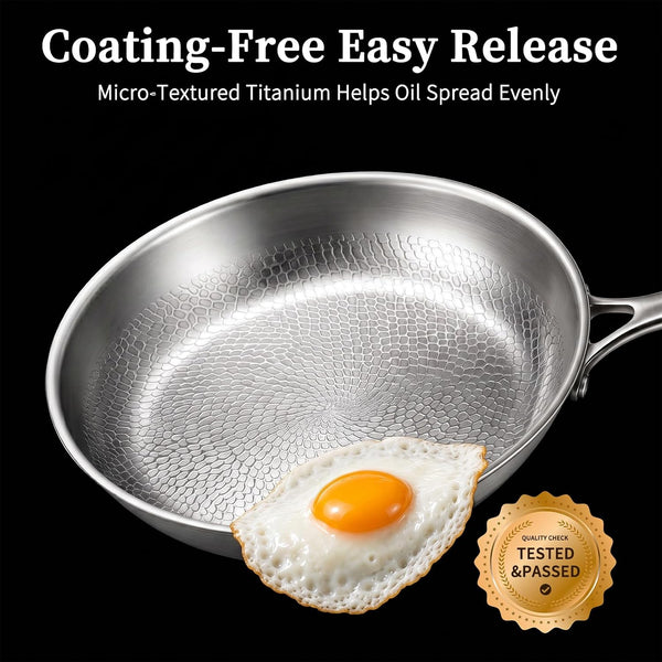 12" Titanium Pans for Cooking, 100% Pure Titanium Frying Pan | Food-Grade Titanium; Naturally Non-Toxic; No PTFE/PFOA/PFAS Coating; Induction Ready, Dishwasher Safe, Oven Safe to 1000°F6