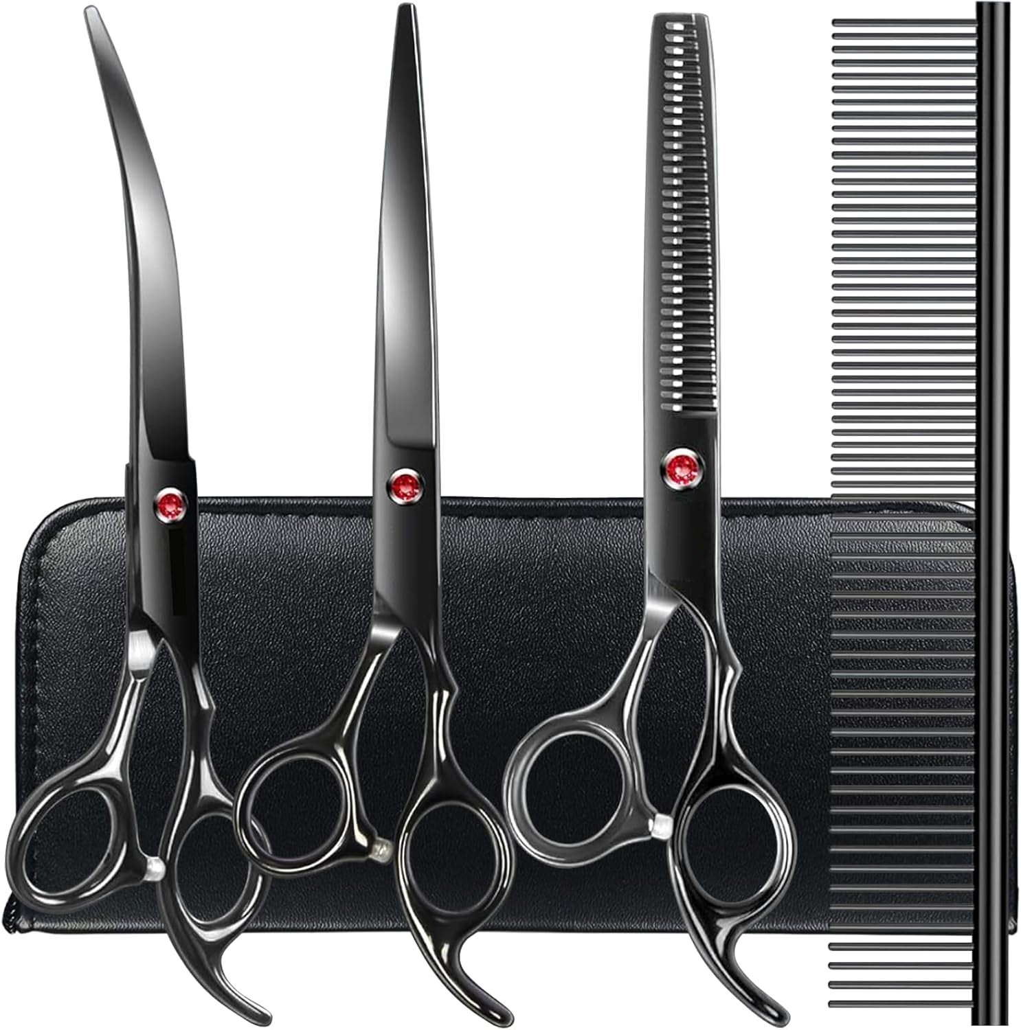 tinmarda-dog-grooming-kit-professional-stainless-steel-dog-grooming-scissors-with-curved-shears-pink-finger-rings-4-piece-sharp-durable-pet-shears-for-dogs-cats-at-home-salon-quality-grooming