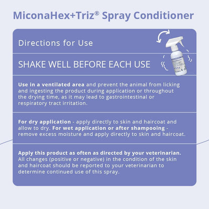 Miconahex+Triz Spray Conditioner for Dogs, Cats and Horses, 8 Oz, Clear | Antibiofilm, Moisturizing; Packaging May Vary3