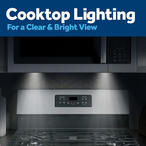 GE Over-The-Range Microwave Oven with Recirculating Venting, 1.8 Cu. FT, 900W, 12.8” Removable Turntable, 10 Power Levels, Stainless Steel5