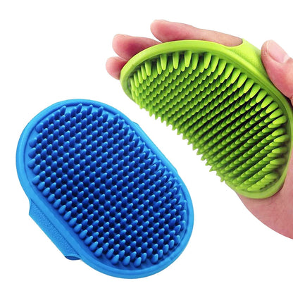 Dog Grooming Brush, Lilpep Pet Shampoo Bath Brush Soothing Massage Rubber Comb with Adjustable Ring Handle for Long Short Haired Dogs and Cats (Blue+Green, Pack of 2)1