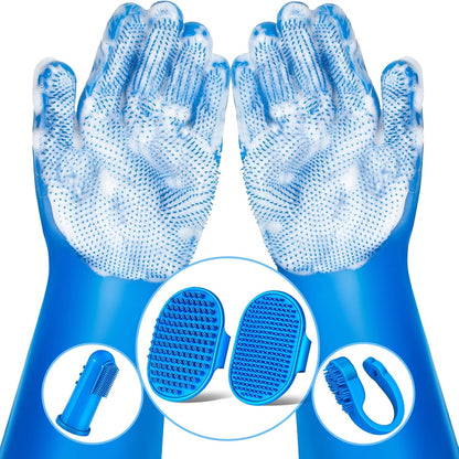 6PCS Grooming & Bath Supplies for Dogs, Cats | Dog Washing Gloves | Dog Bath Brush | Dog Shower Brush | Pet Grooming Gloves | Dog Grooming Kit | Pet Supplies for Showerhead & Sprayer (Navy Blue)1