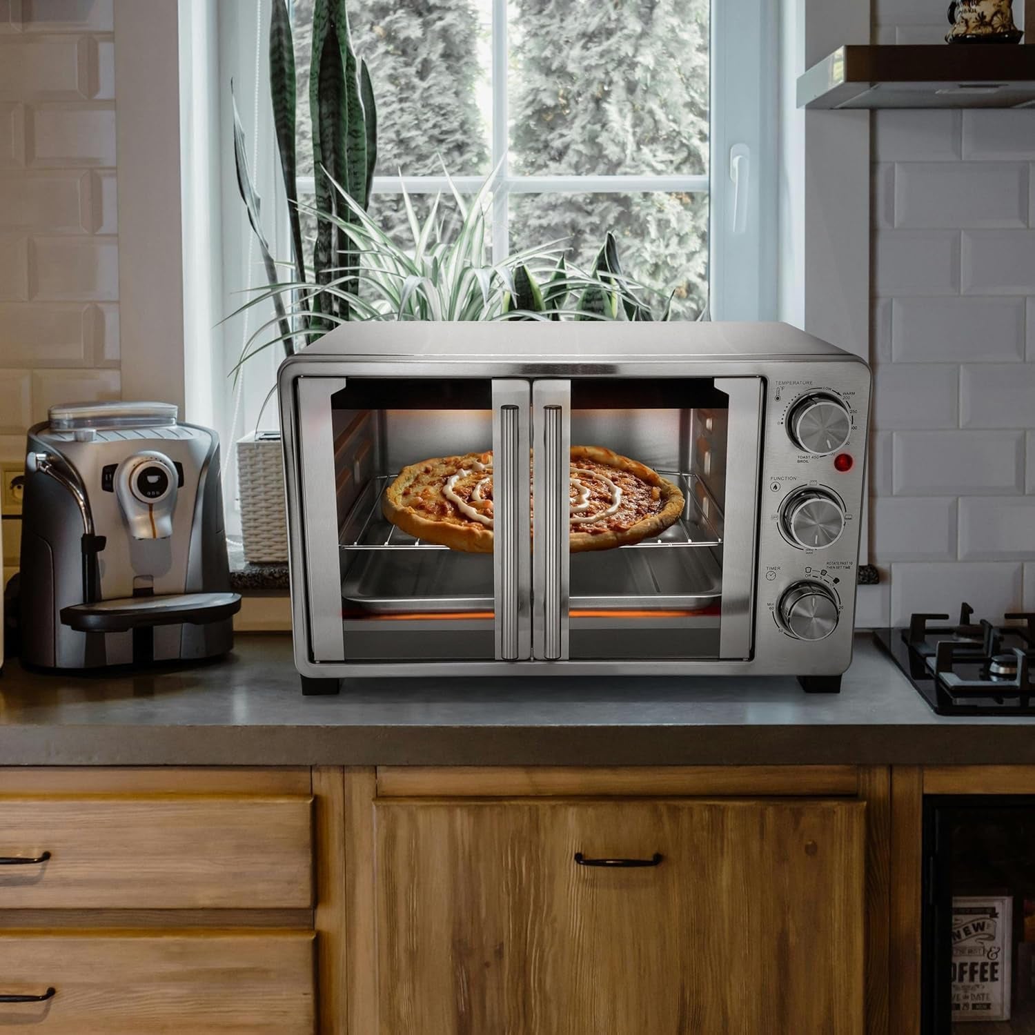 26-quart-french-door-stainless-steel-countertop-toaster-oven-multi-function-electric-oven-with-adjustable-temperature-60-minute-timer