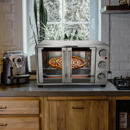 26 Quart French Door Stainless Steel Countertop Toaster Oven, Multi-Function Electric Oven with Adjustable Temperature & 60-Minute Timer7