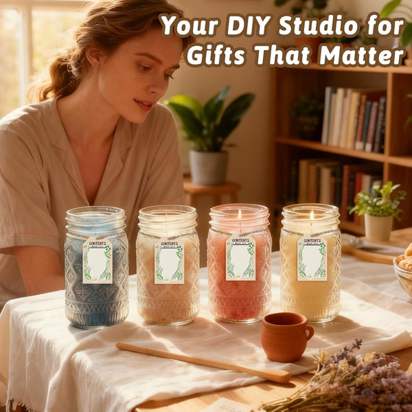 Wide Mouth Mason Jars 32Oz, 12-Pack with Airtight Lids and Bands | Quart Glass Canning Jars for Pickling, Food Storage, Fermentation, Overnight Oats; Includes Rustic Stickers, Tags, Brush7
