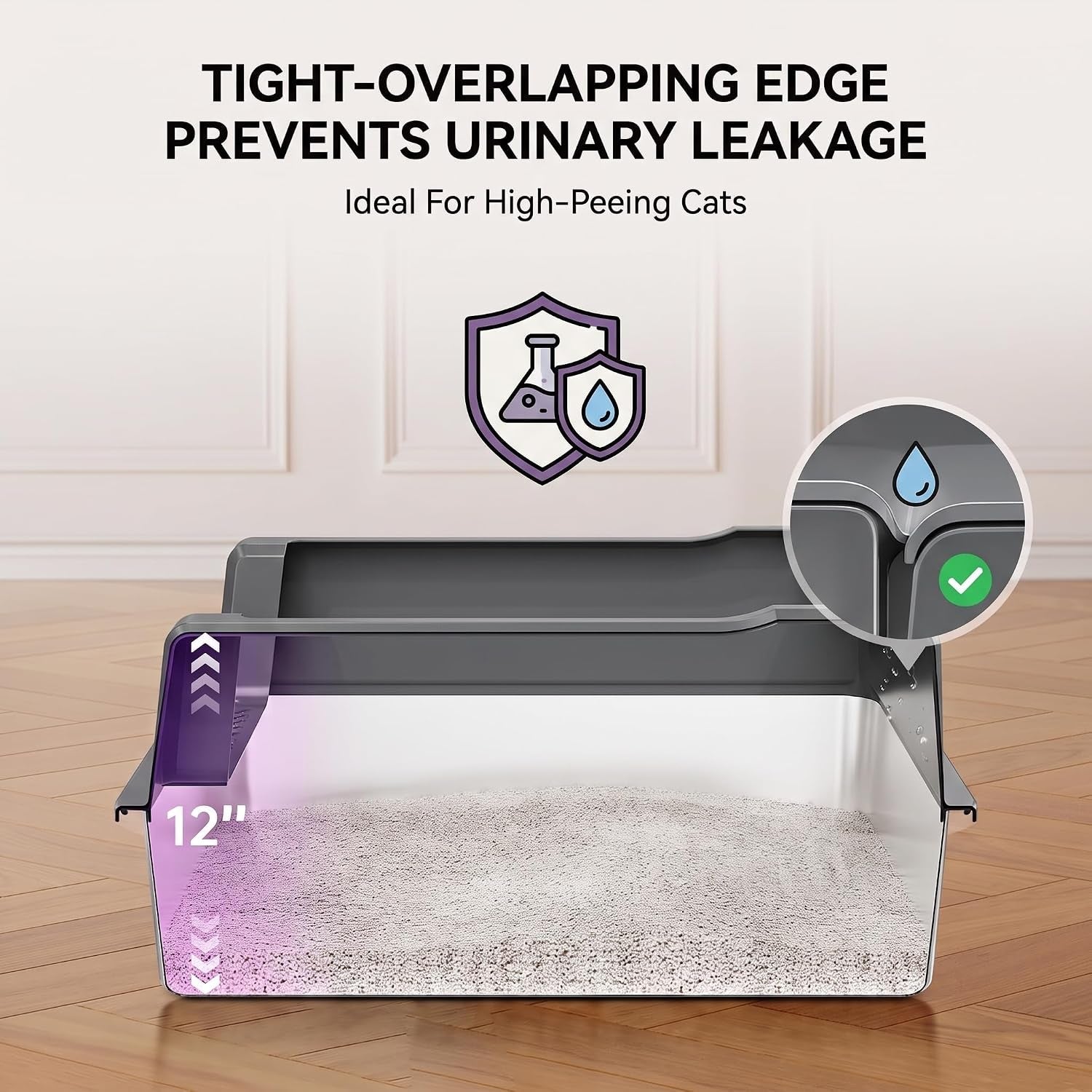 xxl-stainless-steel-cat-litter-box-with-lid-26x18x12-inches-12-inch-high-sides-for-big-and-multiple-cats-anti-urine-leakage-durable-metal