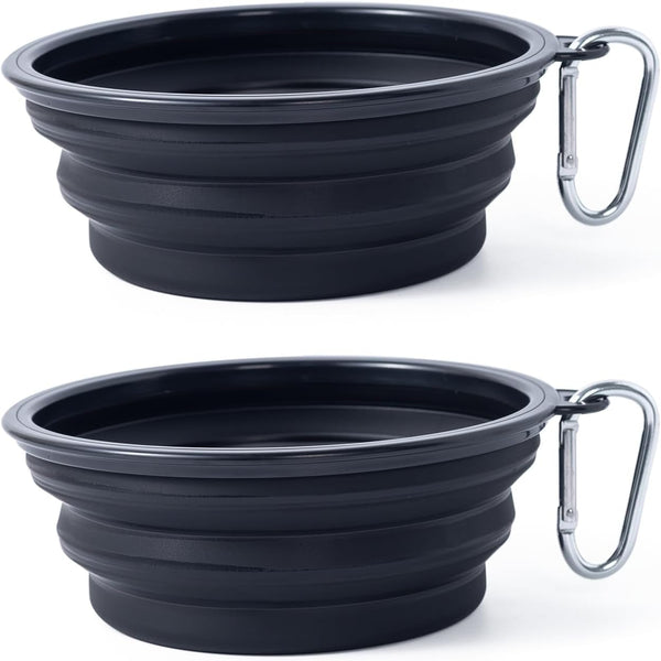Dog Bowl Pet Collapsible Bowls, 2 Pack for Cats Dogs, Portable Pet Feeding Watering Dish for Walking Parking Traveling with 2 Carabiners (Small, Blue+Green)27