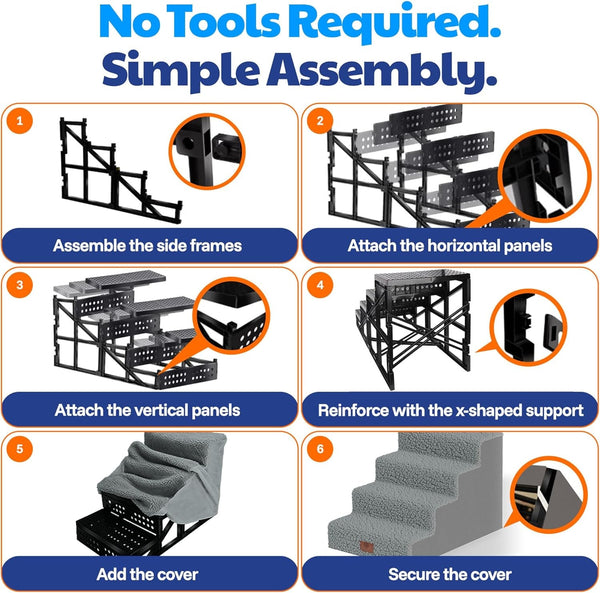 AKC – 4-Step Pet Stairs for Beds & Couch | Built for Small Dogs & Small Breeds | Long-Back & Senior Dogs | Lightweight, Soft, Non-Slip, Washable | No-Tool Assembly | Supports 35 Lbs | 16X24X14.2 in | Foldable Non-Slip Pet Steps with Washable Cover and No-Tool Assembly for Long-Back and Senior Dogs.4