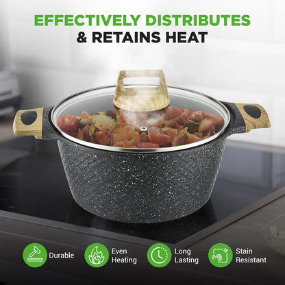 22 Pc Cookware and Bakeware Set, Multi Sized Non Stick Pans Set | PFOA/ PFOS Free, High Quality Aluminum, Includes Fry Pans, Utensils, Gass Lids, Induction, Gas & Electric Cooktops Compatible4