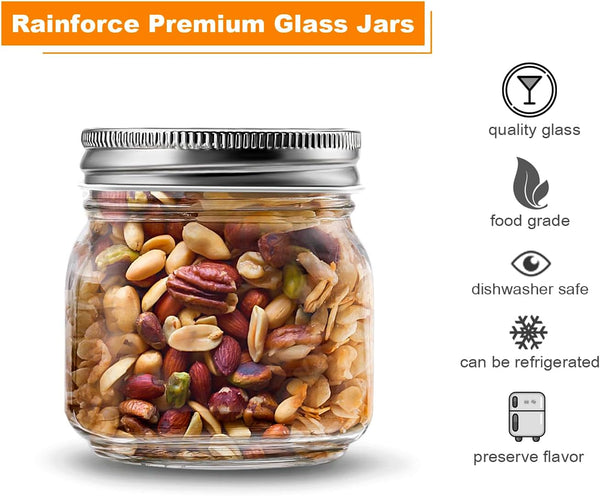 Mason Jars 8 Oz 30 Pack Small Glass Caning Jars with Silver Lids | 1/4 Quart Canning Jars Regular Mouth with 20 Labels,1 Pen.For Food Storage,Meal Prep,Jelly,Jam,Honey,Pickles,Spice Glass Jars3