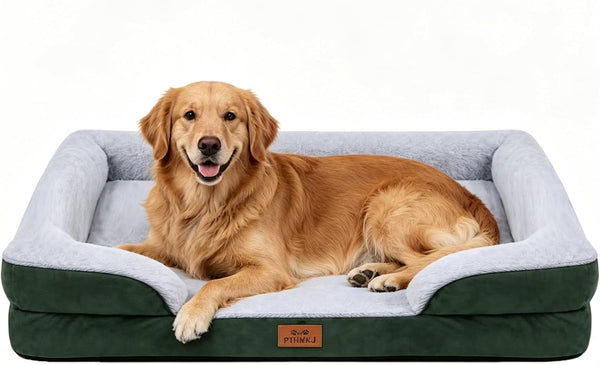Orthopedic Dog Bed for Medium Dogs - Gel Memory Foam Pet Bed with Waterproof & Washable Cover, Contoured Bolster Design for Dogs & Cats (Grey, 30.0" L X 20.0" W X 6.3" Th)13