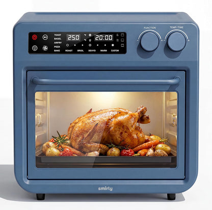 Digital Air Fryer Toaster Oven Combo, 25L Stainless Steel, Blue | Convection Countertop Oven, 10-In-1 Multi-Function, Fits 12" Pizza, 6 Slices of Toast, Smart Bake Roaster Cooking Appliances1