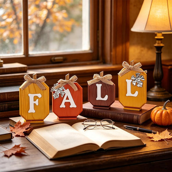 Fall Decorations for Home, Pumpkin Wood Sign with Fall Lettered for Fall Decor, Decorative Wooden Block Set Thanksgiving Decor for Tables, Tiered Tray, Mantel, Thanksgiving7