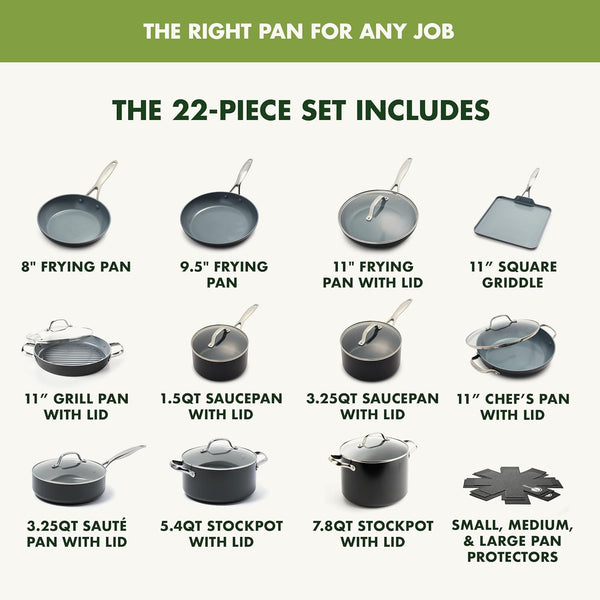 Valencia Pro 22 Piece Cookware Set Ceramic Nonstick Pots & Pans | Pfas-Free Nonstick, Induction Ready, Compatible with All Stovetops, Hard Anodized, Dishwasher Safe, Oven Safe up to 600F5
