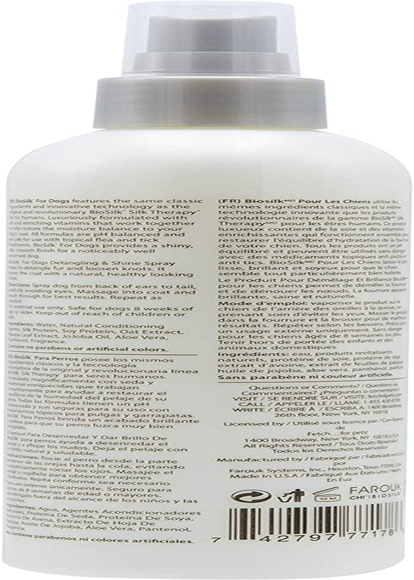 Biosilk for Dogs Silk Therapy Detangling and Shine Protecting Spray, Ph Balanced Leave-In Mist with Silk and Vitamins for Dematting, Paraben-Free, All Coats and Breeds, 8 Fl Oz | Ph-Balanced, Paraben-Free Leave-In Mist with Silk and Vitamins; Dematting Spray for All Coats and Breeds15