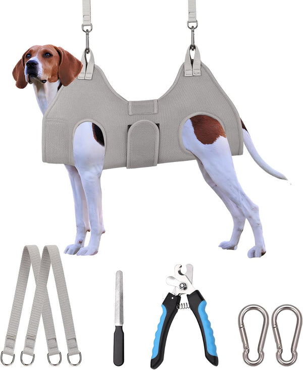 Kkiimatt Dog Grooming Hammock Harness, Small Dog Groming Sling, Gray Dog Hanging Harness for Nail Trimming,Dog Nail Clipping Hanger Restraint Holder13