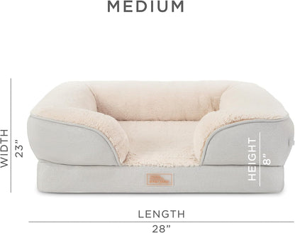 Town & Country Everyday Cuddletown Comfy Solid Bolster Sofa Pet Bed, Supportive & Calming Egg Crate Foam, Non-Slip Bottom, Machine Washable Cover, Grey, Medium 28"X23"X8"3
