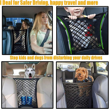 DYKESON Dog Car Net Barrier Pet Barrier with Car Mesh Organizer for Dog & Child, Safety Divider with Upgraded Storage Pouch, Easy Install for Cars & Suvs3