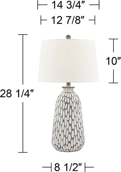 Philip 28 1/4" Tall Table Lamps Set of 2 Gray Wash Cottage Coastal Modern | White Living Room Bedroom House Bedside Nightstand Home Office Family Tapered Drum Shade5