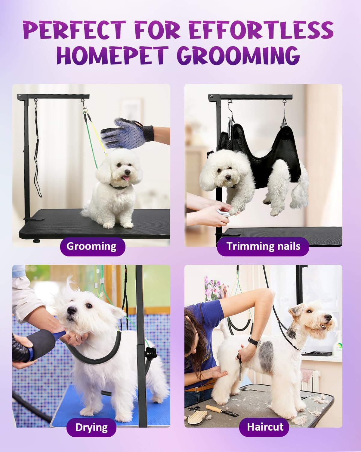 adjustable-dog-grooming-arm-with-clamp-dog-grooming-hammock-and-loop-noose-metal-dog-grooming-table-arm-adjustable-height-17-35-no-sit-haunch-holder-grooming-restraint-for-small-medium-dogs