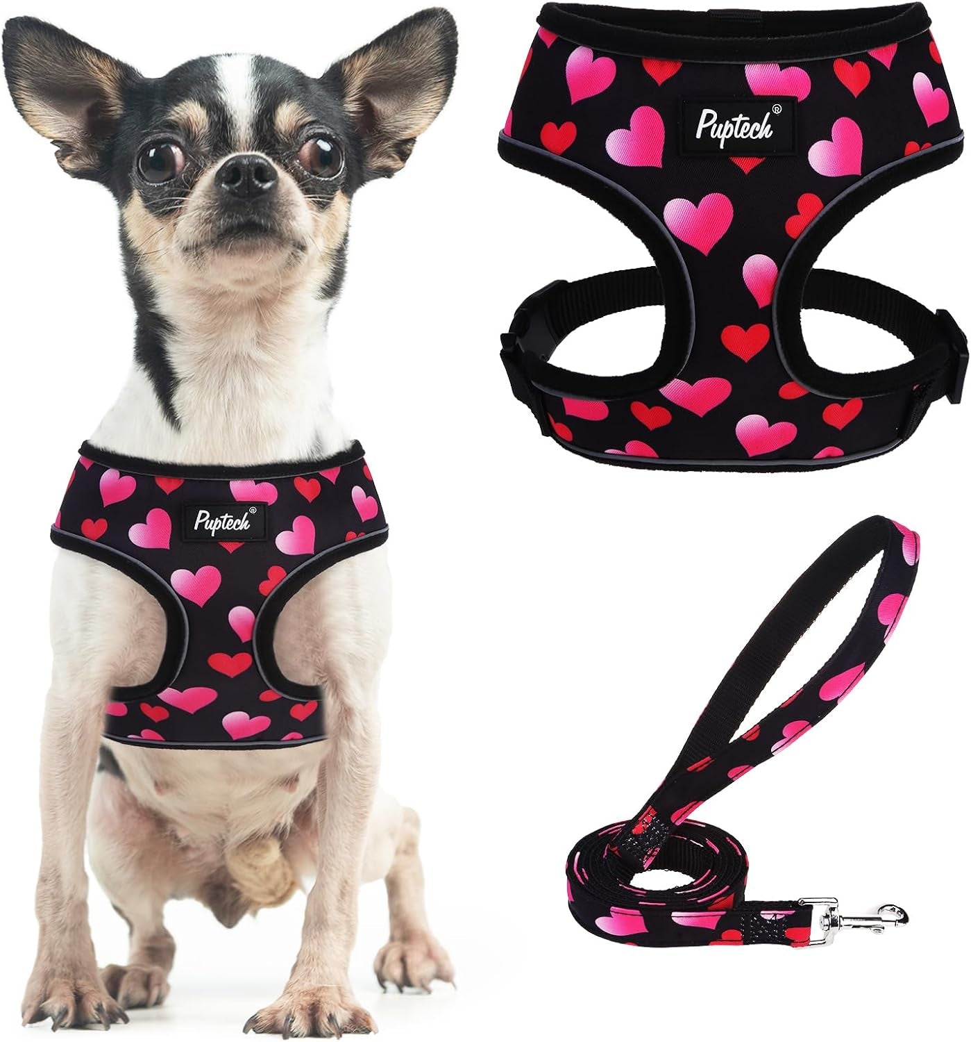 pupteck-soft-mesh-dog-harness-small-sized-and-leash-set-pet-puppy-cat-comfort-padded-vest-no-pull-harnesses-beige-s