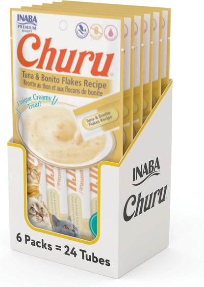 INABA Churu Cat Treats, Lickable, Squeezable Creamy Purée Cat Treat with Green Tea Extract & Taurine, 0.5 Ounces Each Tube, 24 Tubes (4 per Pack), Chicken Recipe29